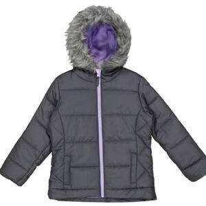R 1881 S. Rothschild Hooded Insulated Quilt Puffer Coat Jacket Faux Fur Trim